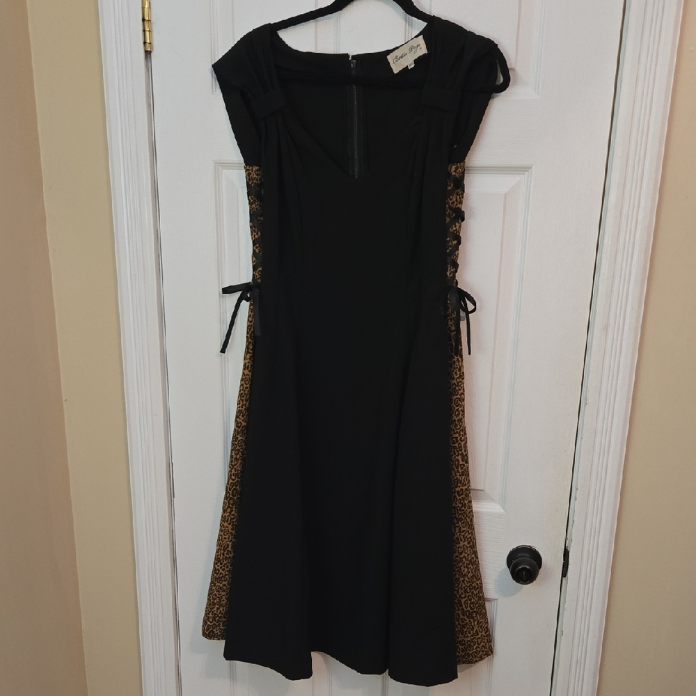 Bettie Page Black and Brown Midi Dress